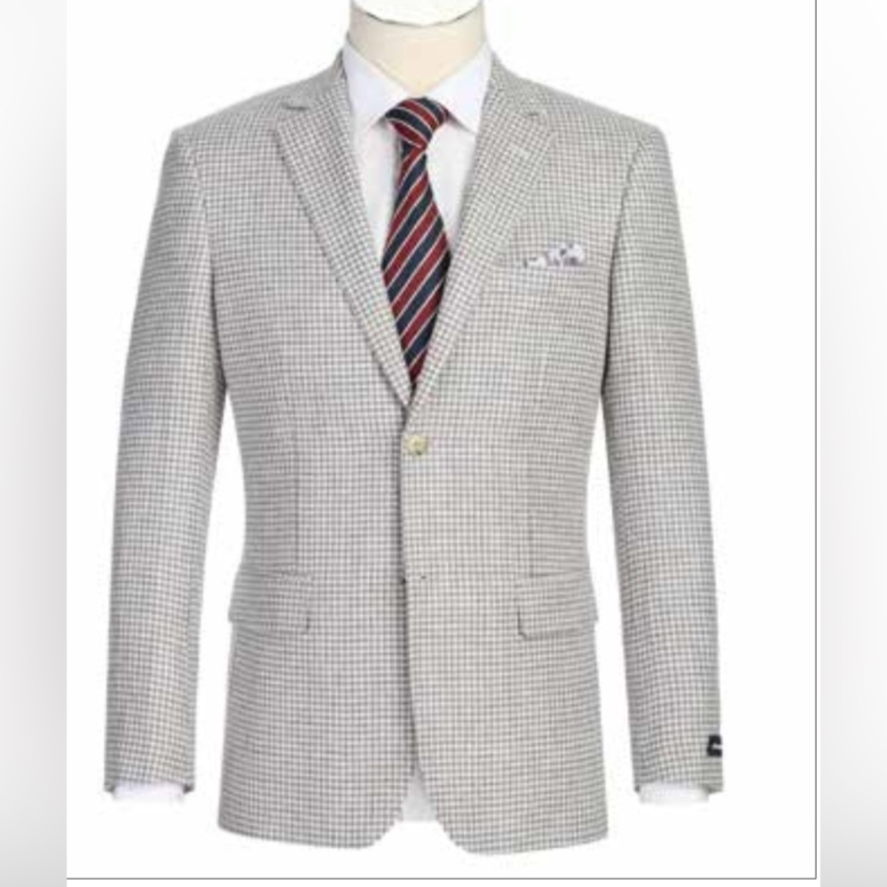 Men's Tan Checkered Blazer